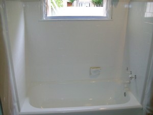 After Reglaze (Porcelain tub and tile walls) 